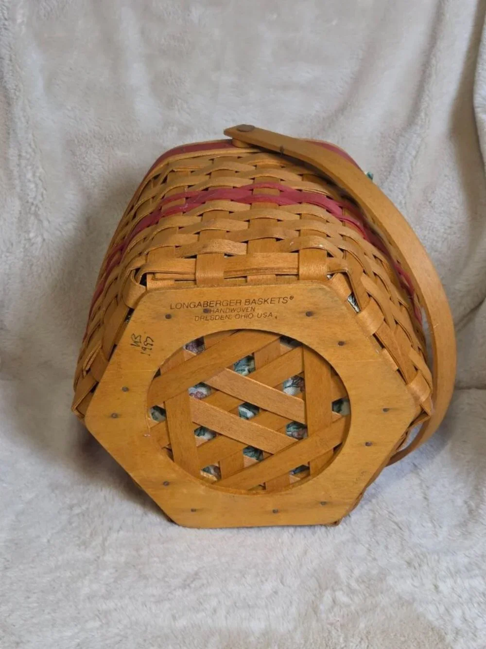 Vintage Longaberger 1997 Christmas Collection Snowflake Basket Fabric And Liner